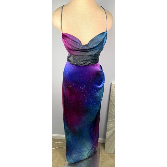 Retrofete Purple Solar Marlene Silk Cowl Neck Maxi Dress Size Small - Picture 3 of 8